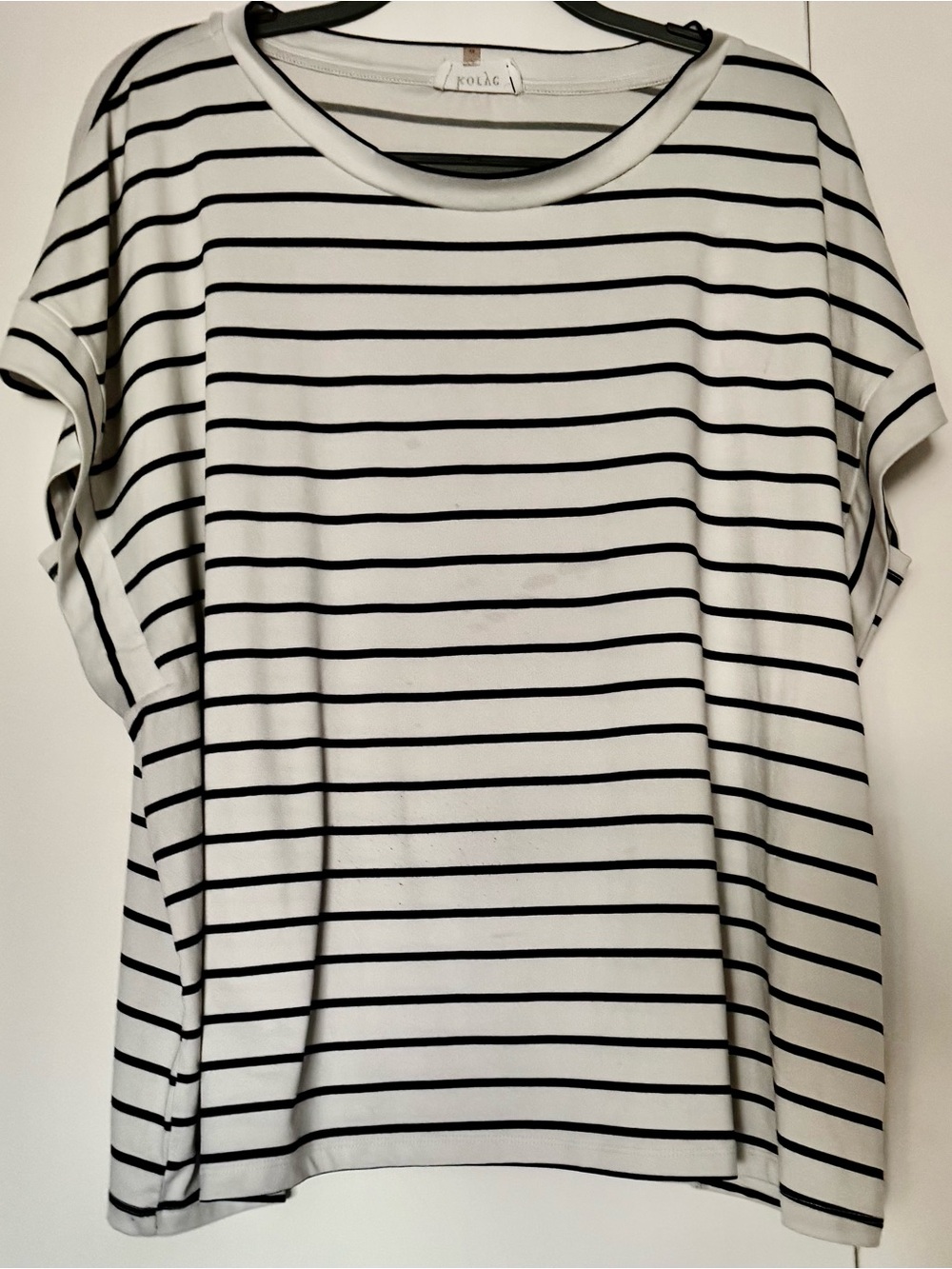 KORYE Sleeveless Dolman Black & White Striped Boxy Tee Size 2X